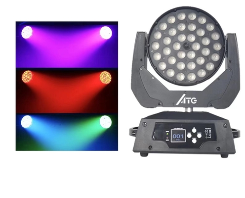 80 Ra Índice de Representação de Cores Iluminação de palco 36x10W RGBW 4-em-1 Zoom Wash Moving Head Light